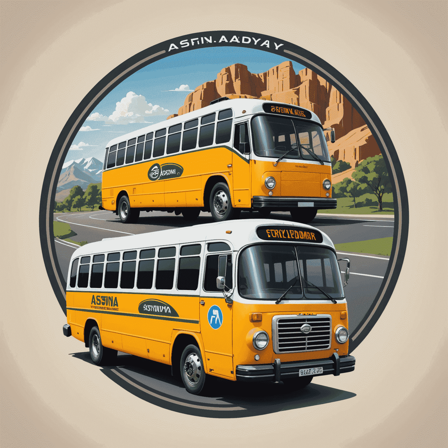 asfindaya_com logo featuring a stylized bus and car, representing quick auto services