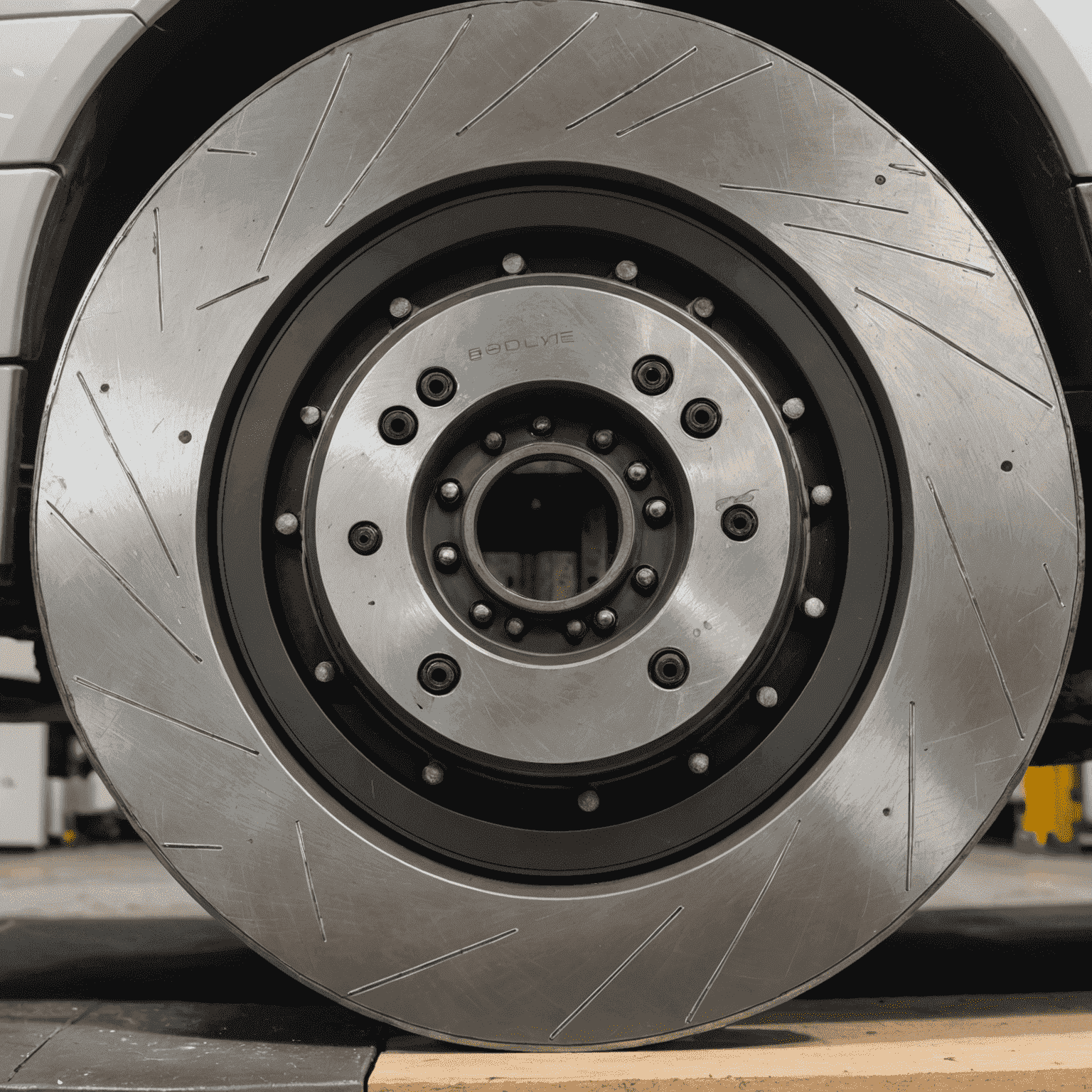 A split image showing before and after of a brake rotor replacement. The left side shows a worn, scored rotor, while the right side displays a new, smooth rotor surface, emphasizing the improvement in braking performance.